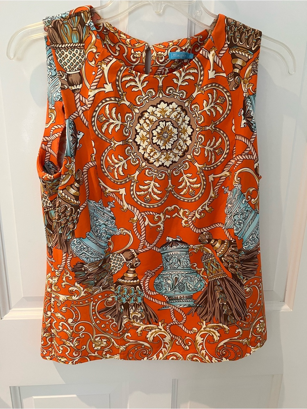J. McLaughlin Orange Medallion Print Sleeveless Top